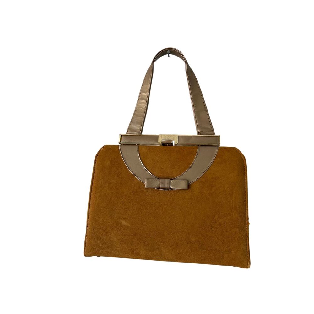 VTG Life Stride Tan Suede Bow Detail Purse